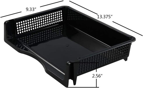 Plastic Stackable File Paper Storage Tray, Office Letter Tray, Black, 6 Pack
