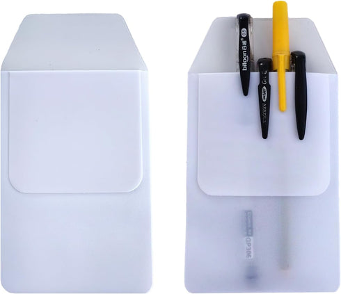 Pack of 10 Pocket Protectors, Heavy PVC Pen Holder Pouch, Leak Protector for Hospital School Office Supplies (White)