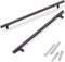 KNOBWELL 6 Pack 10" Black Cabinet Handles, Euro Style Stainless Steel Modern Long Kitchen Door Pulls