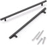 KNOBWELL 6 Pack 10" Black Cabinet Handles, Euro Style Stainless Steel Modern Long Kitchen Door Pulls
