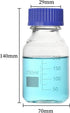250ml Reagent Media Bottle, Graduated Glass Round Media Storage Bottle with blue GL45 Screw Cap, Wide Mouth Lab Reagent Bottle, Clear,Pack of 1 by QOAEZK