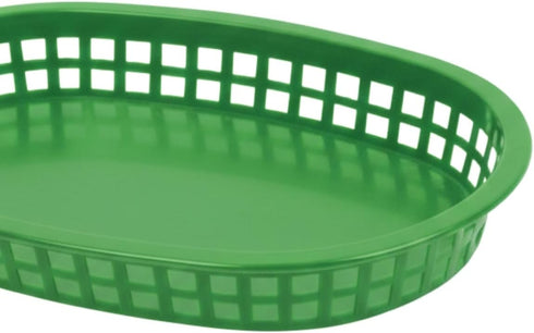 TrueCraftware 10-3/4" Set 12- - Oblong Fast Food Basket Green Plastic of Fry Fast Food Reusable Foodservice Restaurant