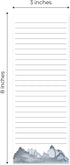 Watercolor Mountain Range Sticky Note Assortment, Set of 3 Blue Landscape Note Pads, 3" x 8" Daily Task Trackers
