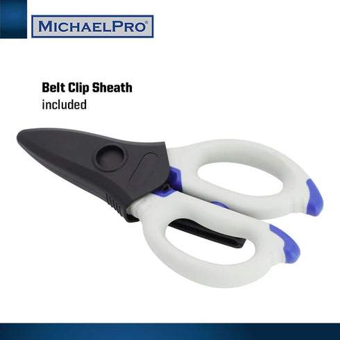 MichaelPro MP010025 6" Heavy Duty Electrician Scissors, Multi-Purpose Shears with Protective Sheath Included