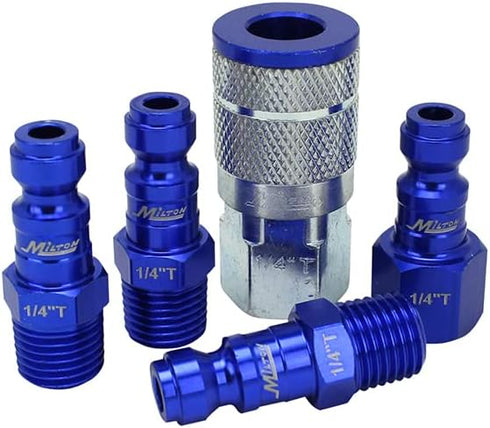 ColorFit Coupler & Plug Kit (5 Piece), T-Style 1/4" NPT Blue by Milton