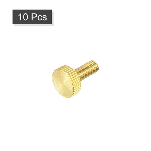 uxcell 10Pcs M6x16mm Knurled Thumb Screws, Flat Brass Bolts Grip Knobs for PC, Electronic, Mechanical