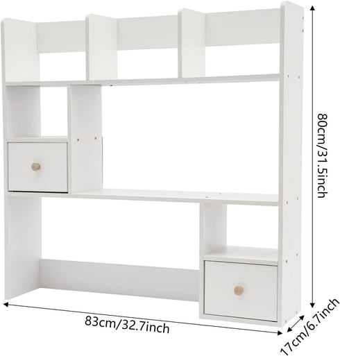 Generic 6 2 Countertop Desktop Bookshelf, Desktop Hutch with Shelves & Drawers, Storage Hutch for Computer Desk, Desk