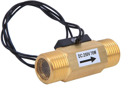 YWBL-WH Water Flow Hall Effect Sensor Switch with 1/2-inch Interface for Electromagnetic Flowmeter Brass Accessory