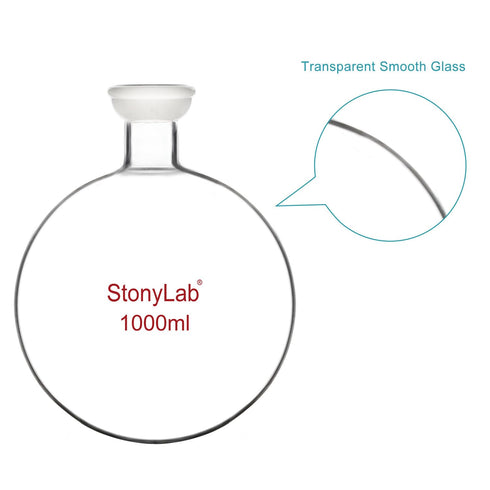 stonylab Spherical Joint Round Bottom Receiving Flask, Borosilicate Glass with 35/20 Ground Joint, 1000 ml