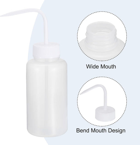 PATIKIL 500ml Wash Bottle, Plastic Squeeze Wide Mouth Bottle for Lab Cleaning, Washing, Irrigation Liquid Storage, Clear
