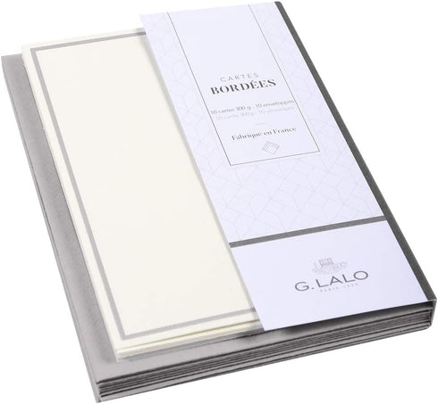 Clairefontaine - Ref 32628L - G.Lalo Correspondence Writing Set - Includes 10 x 10.7 x 15.2cm, 300gsm Cards + 10 x 11.4 x 16.2 Lined Gummed Envelopes - Mouse Grey by Clairefontaine
