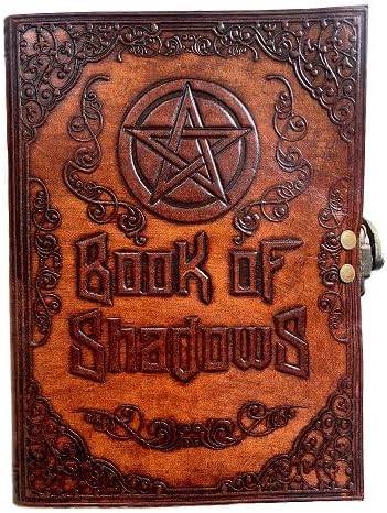 MONTEXOO Book of Shadows Leather Journal, Notebook Diary Sketchbook with Lock, Travel Bullet, Old Cool Brown Lining