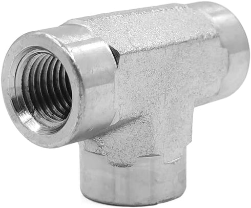 (2-PACK) 5605-04-04 Hydraulic Hose Adapter Fitting, 1/4" Female Street Tee SAE Pipe Joints Connector