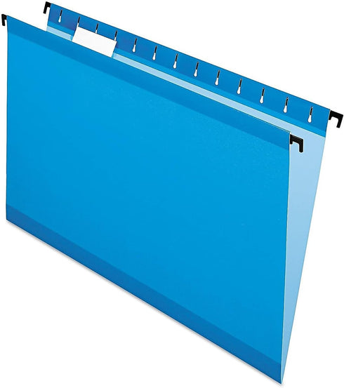 Pendaflex SureHook Reinforced Hanging Folders, Legal Size, Blue, 20/BX, 1/5 Cut (6153 1/5 BLU)