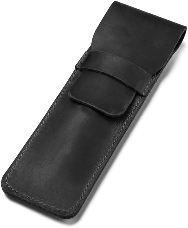 Daimay Leather Pen Case Holder Handmade Fountain Multi Pens Pouch, Crazy Horse Leather Cover – Black