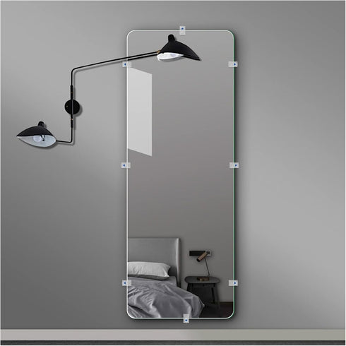 24 Sets of Clear Plastic Mirror Holder Clips Kit with Screws for Fixing Mirror Cabinet Door (9mm)