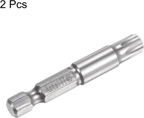 2pcs TT45 Star 7 Point Screwdriver Bit 1/4" Hex Shank 2" Length Magnetic Security Torx Power Tool