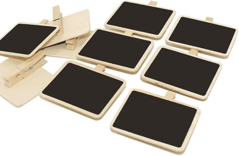 Set 12 of Mini Rectangular Chalkboard Signs with Wooden Clips