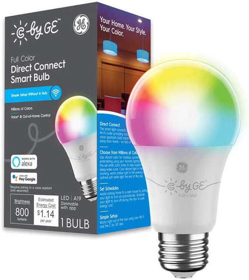 GE Lighting CYNC Smart Full Color A19 LED Light Bulb, 60W Replacement,