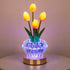 4 16 Tulip Table Lamp, Modes Color Changing Acrylic Crystal Night Light with Remote, Rechargeable Touch Artificial