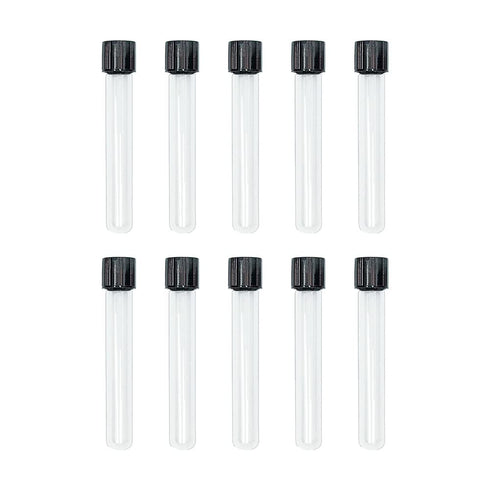 12x75mm Glass Test Tubes with Black Screw Caps, 5ml Boro Glass for Scientific Experiments, Pack of 10