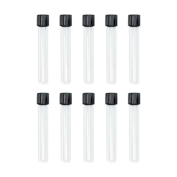 12x75mm Glass Test Tubes with Black Screw Caps, 5ml Boro Glass for Scientific Experiments, Pack of 10