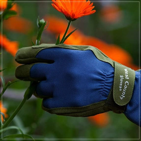 West County 074S/L Classic Gardening Gloves, Large, Slate, Extended Cuff, Dotted Palm