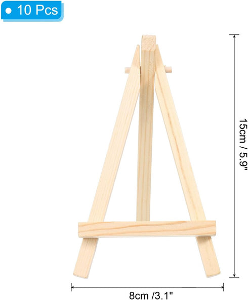 PATIKIL 5.9" Wooden Art Easel, 10 Pack Display Stand Portable Tripod Holder Canvas Frame Foldable Artist Tabletop Display for Drawing Painting Art Studio
