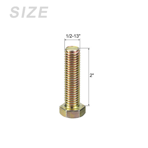 Hex Head Screws Bolts, Nuts, Flat & Lock Washers Kits (1/2-13x2") 4 Set, Carbon Steel Fully Threaded Machine Screws