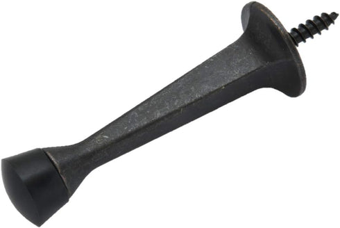 QCAA Rubber Tip Heavy Duty Solid Rigid Door Stop, 3", Zinc Die Cast, ORB Oiled Rubbed Bronze (5 Pack)
