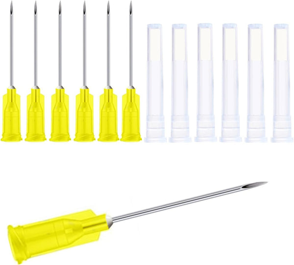100Pack 20Ga 1Inch/25mm Dispensing Needles, Accessories, Disposable Lab Supplies, Individually Sealed Wrapped
