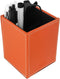 Pen Pencil Holder Cup Container, PU Leather Desk Organizer for Office Home School (Orange, 3.54" x 3.54" x 4.72")
