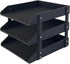 UnionBasic 3-Layer Faux Leather Document Paper Letter Tray, Desktop File Sorter Organizer Tray, Black
