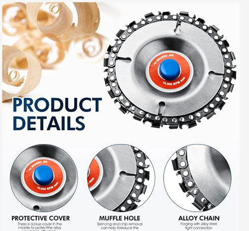 5 Pieces Wood Carving Disc Grinding Wheel Shaping Disc Set (12 Teeth, 6 Teeth, 22 Teeth, 4 1/2)