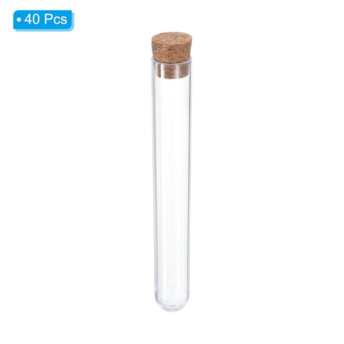 PATIKIL 9ml Plastic Test Tubes with Cork Stoppers, 40Pcs 100x15mm Tubes for Scientific Party Decoration