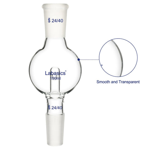 Borosilicate Glass Rotary Evaporator Bump Trap, 100 ml with 24/40 Standard Outer Upper Joint