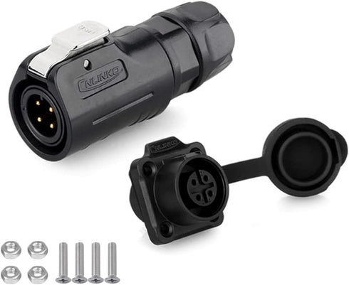 CNLINKO M12 4Pin Waterproof Connector, PBT Plastic DC 12V Cable Panel Mount, Male Female Plug