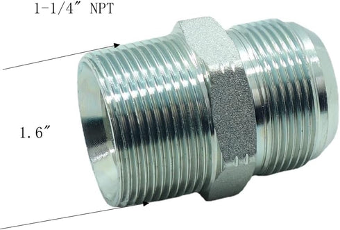 1 Piece Pipe Adapter 1-1/4" Male 37° Flare JIC(1-5/8"-12) x 1-1/4" Male NPT Plated Steel Hydraulic fitting by CDQBWKJGFJ
