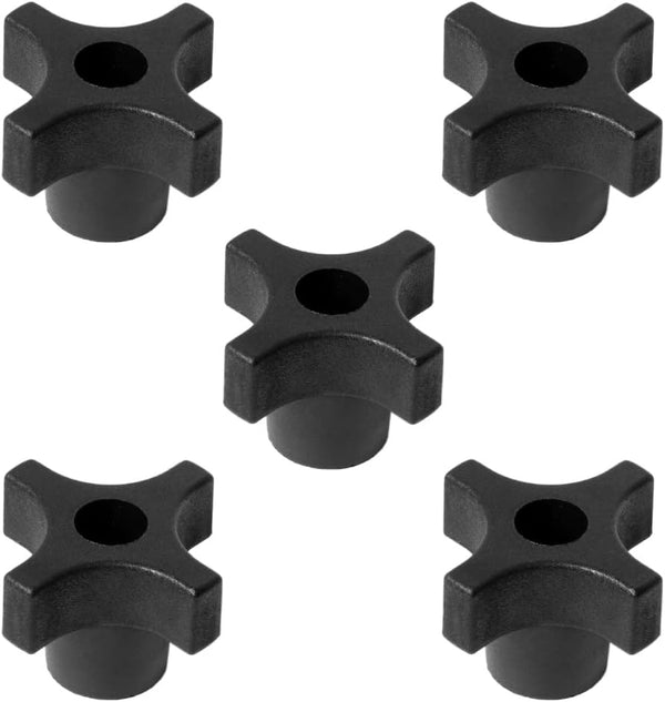 POWERTEC 5/16"-18 4 Point Knobs, 5 Pack, Clamping Knobs with Steel Insert for T Track Bolts