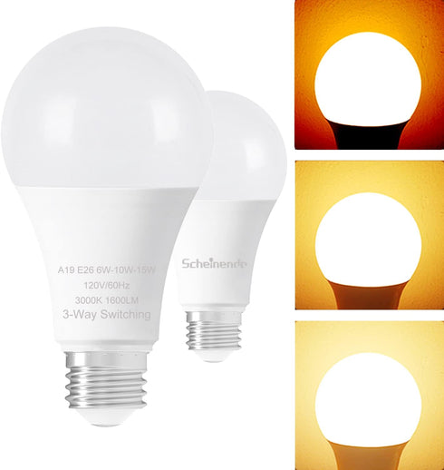 3-Way Light Bulbs 30 70 100 Watt Equivalent, Standard A19 Indoor LED Bulb Warm White 3000K, 2 Pack
