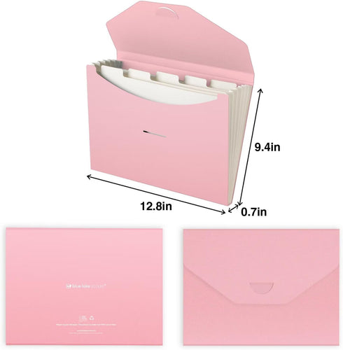Blue Lake ECOLIFE Expanding File Folder, Pink 6 Pocket Accordion Organizer, ECO Friendly