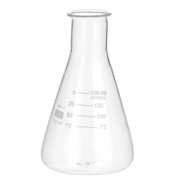 PATIKIL Erlenmeyer Flask - 150ml 5.1oz Narrow Mouth Graduated Borosilicate Glass for Lab Chemistry Study