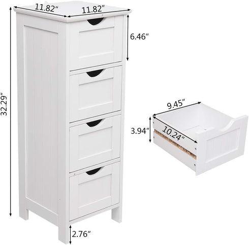 Hikarinowa 4 Single Door Bathroom Cabinet,Freestanding Bathroom Floor Cabinet ,Wooden Floor Cabinet, Side Organizer