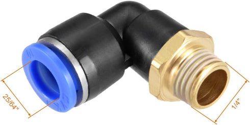 uxcell Push to Connect Tube Fitting Male Elbow 10mm Tube OD x G1/4 Thread Pneumatic Air Push Fit Lock Fitting Blue 5pcs by uxcell