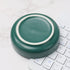 Small Ceramic Paperclip Holder for Desk, Round Push Pin Organizer, Macaron Dark Green Storage Plate