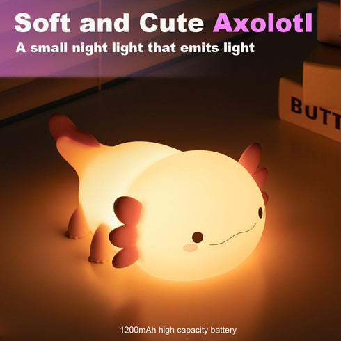 ZhuoZongDZ Axolotl Night Light for Kids, Touch Baby Silicone Lamp,Toddler Night Light for Bedroom,Cute Decor for Girls