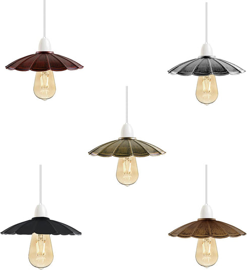 22cm, Umbrella Shape Metal Lamp Shade Black Pendant Light Shade, Easy Fit Ceiling Lamp Shade Replacement for Pendant