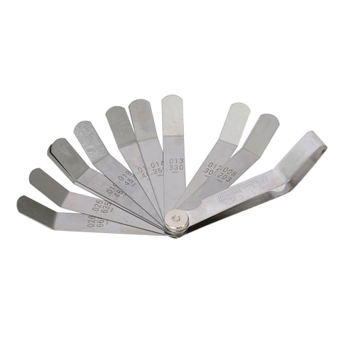 OEMTOOLS 25304 12-Blade Gauge Value Tap Feeler, Motorcycle Feeler Gauge Set, Spark Plug Feeler Gauge, Angled Feeler Gauge Set, Go and No Go Gauges, Valve Tappet Feeler Gauge