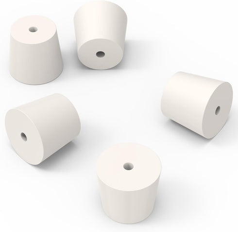 Solid Rubber Stoppers, Size 7#, Set of 5, Precision Tapered Lab Seal for Air-Tight Control