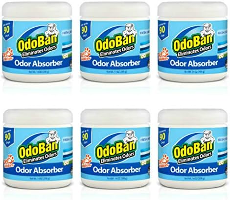OdoBan Solid Odor Absorber Eliminator for Home, Fresh Linen Scent, 14 Ounces Each, 6-Pack